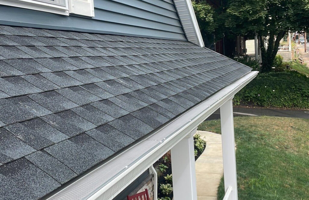 Roof edge and gutter alignment after roof replacement by Zimmerman’s Roofing