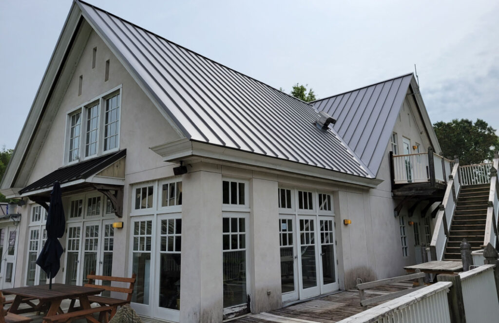 Standing seam metal roof detail on home by Zimmerman’s Roofing