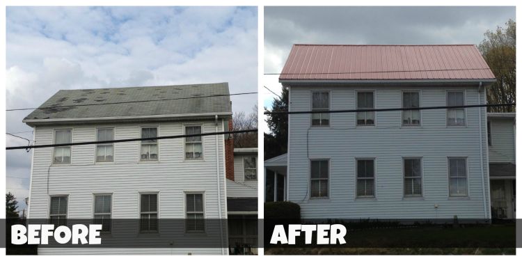 New metal roof on home - before and after