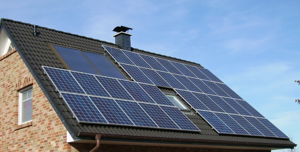 Solar panels installed on the roof of a home